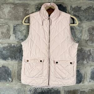 Blue Rain Puffer Vest Woman's Small‎ Light Pink Quilted Snap Pockets Pastel